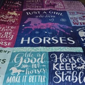 Colorful Horse-Themed Equestrian Throw Blanket New 2026 Is The Year Of The Horse